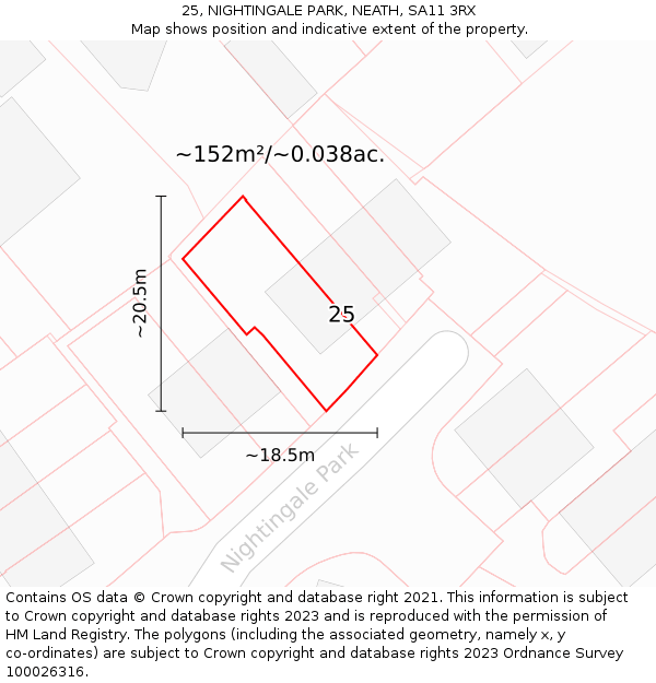 25, NIGHTINGALE PARK, NEATH, SA11 3RX: Plot and title map