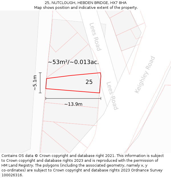 25, NUTCLOUGH, HEBDEN BRIDGE, HX7 8HA: Plot and title map