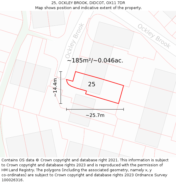 25, OCKLEY BROOK, DIDCOT, OX11 7DR: Plot and title map