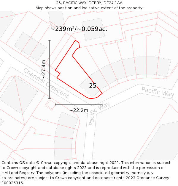 25, PACIFIC WAY, DERBY, DE24 1AA: Plot and title map