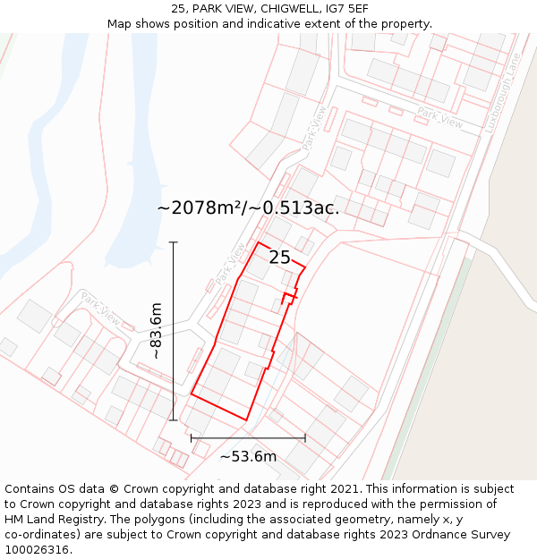 25, PARK VIEW, CHIGWELL, IG7 5EF: Plot and title map
