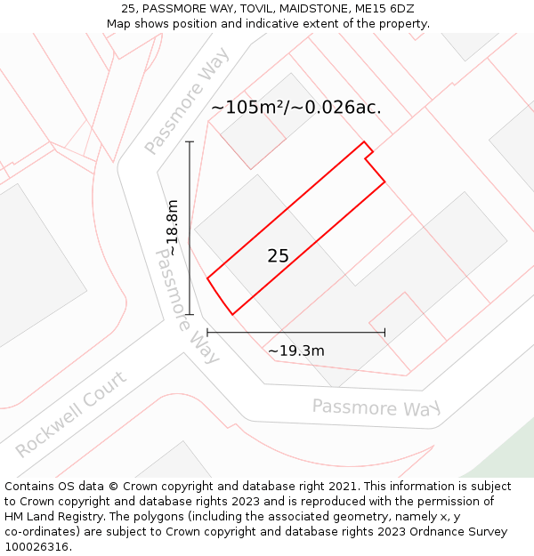 25, PASSMORE WAY, TOVIL, MAIDSTONE, ME15 6DZ: Plot and title map