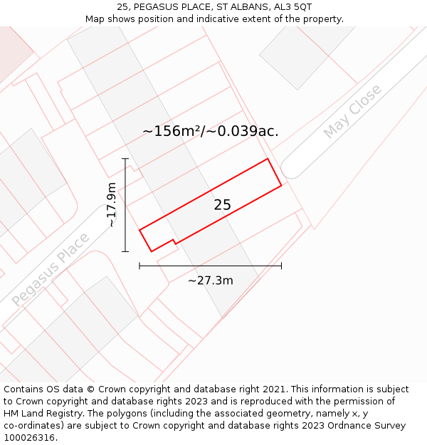 25, PEGASUS PLACE, ST ALBANS, AL3 5QT: Plot and title map