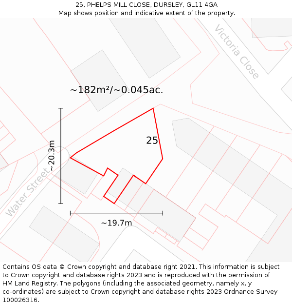 25, PHELPS MILL CLOSE, DURSLEY, GL11 4GA: Plot and title map