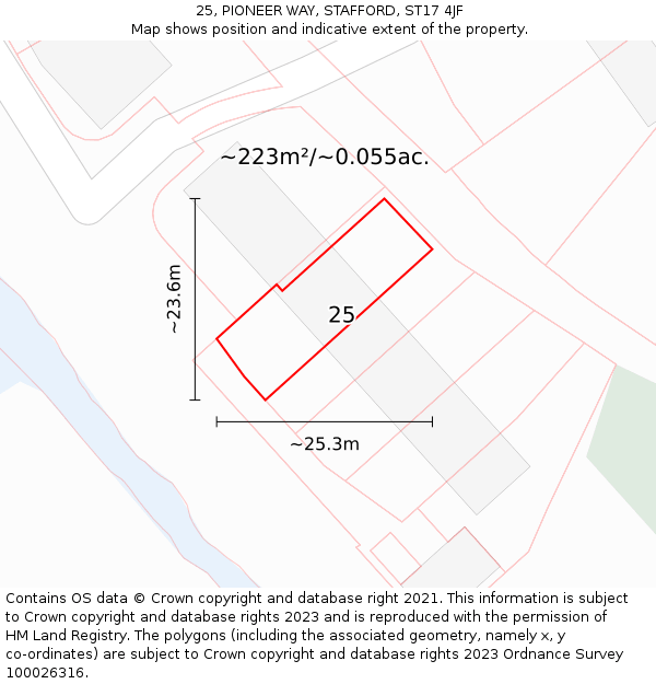 25, PIONEER WAY, STAFFORD, ST17 4JF: Plot and title map