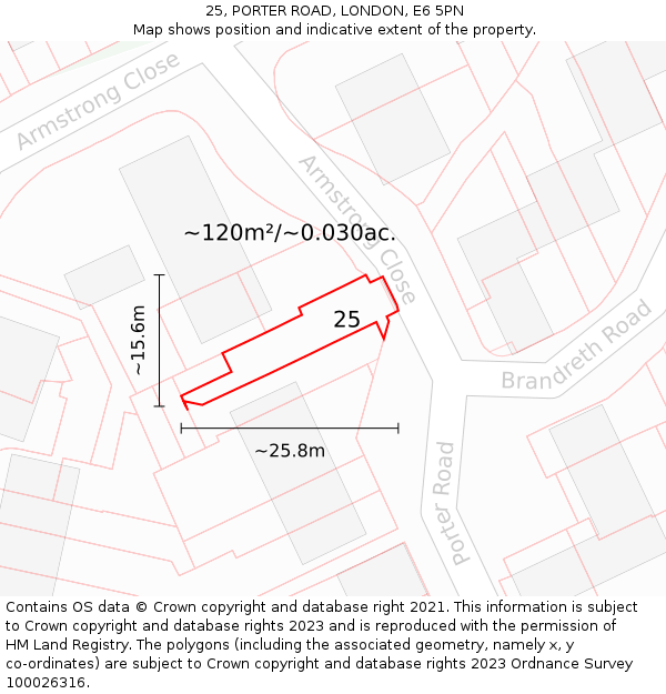 25, PORTER ROAD, LONDON, E6 5PN: Plot and title map