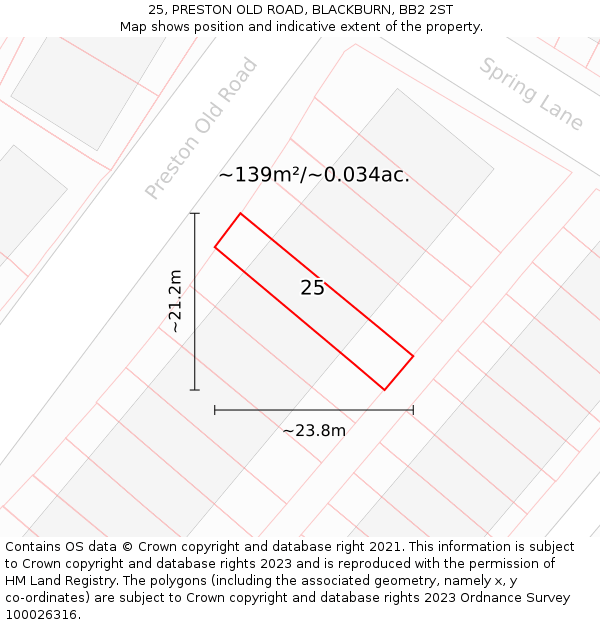 25, PRESTON OLD ROAD, BLACKBURN, BB2 2ST: Plot and title map