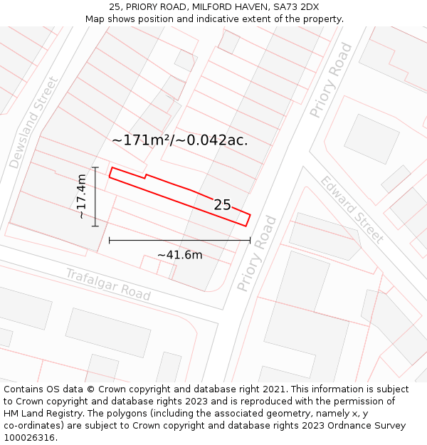 25, PRIORY ROAD, MILFORD HAVEN, SA73 2DX: Plot and title map