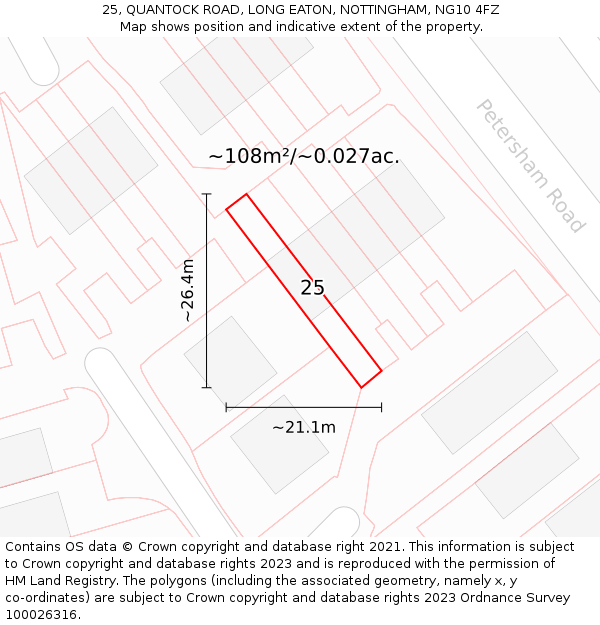 25, QUANTOCK ROAD, LONG EATON, NOTTINGHAM, NG10 4FZ: Plot and title map