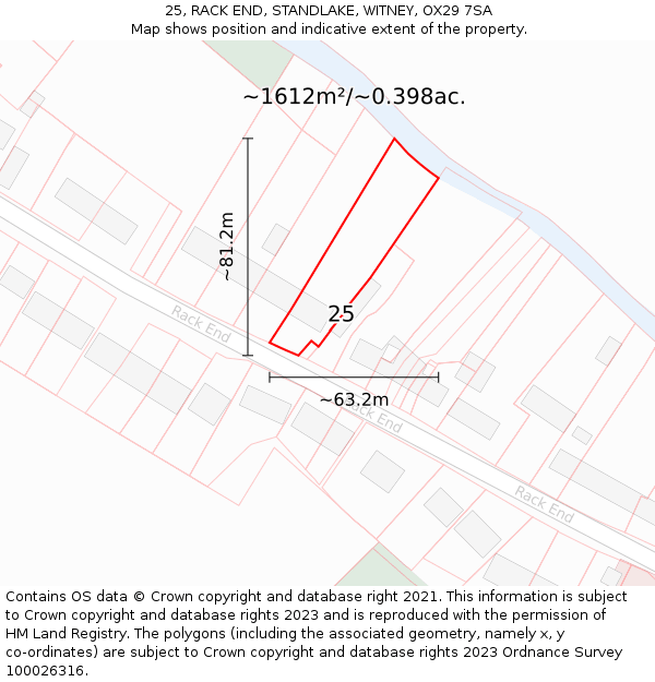 25, RACK END, STANDLAKE, WITNEY, OX29 7SA: Plot and title map