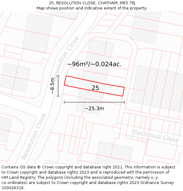 25, RESOLUTION CLOSE, CHATHAM, ME5 7RJ: Plot and title map
