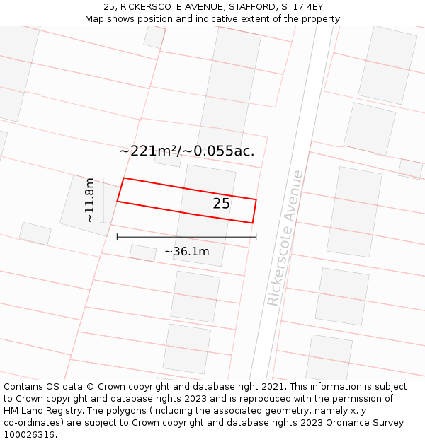 25, RICKERSCOTE AVENUE, STAFFORD, ST17 4EY: Plot and title map