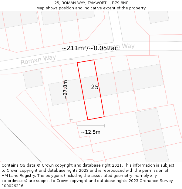 25, ROMAN WAY, TAMWORTH, B79 8NF: Plot and title map