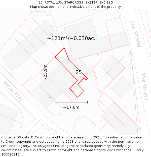 25, ROYAL WAY, STARCROSS, EXETER, EX6 8EQ: Plot and title map