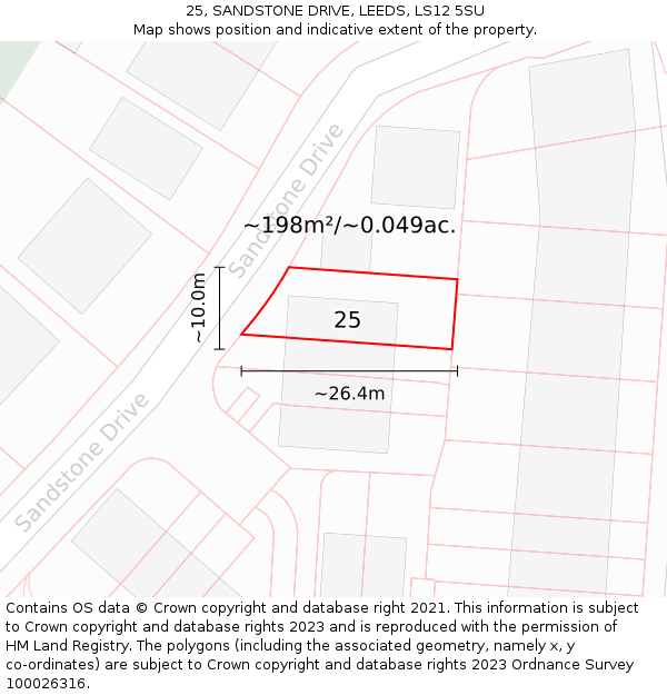 25, SANDSTONE DRIVE, LEEDS, LS12 5SU: Plot and title map