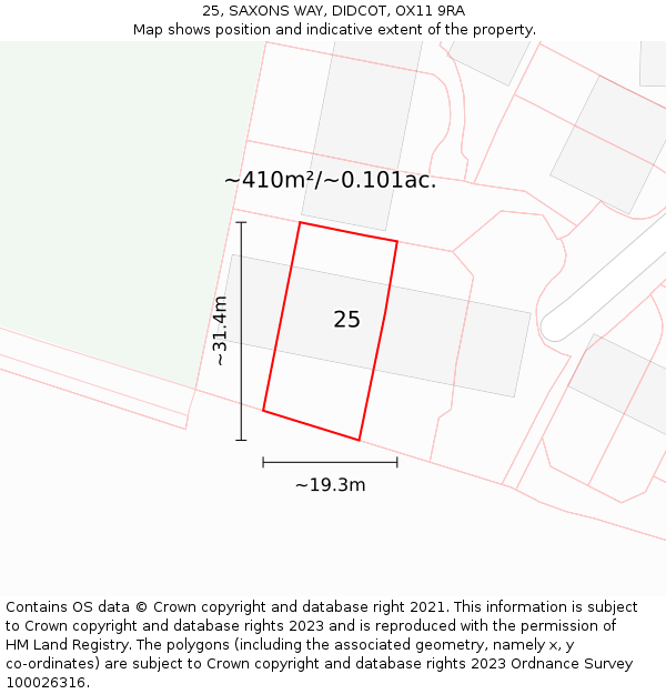 25, SAXONS WAY, DIDCOT, OX11 9RA: Plot and title map