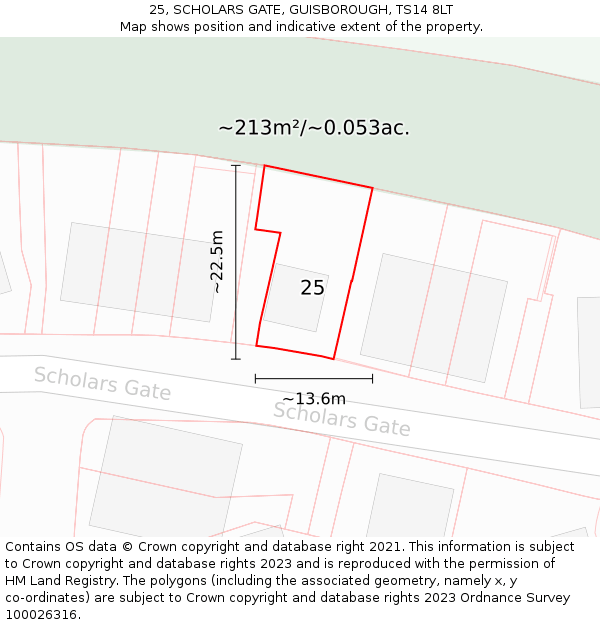 25, SCHOLARS GATE, GUISBOROUGH, TS14 8LT: Plot and title map