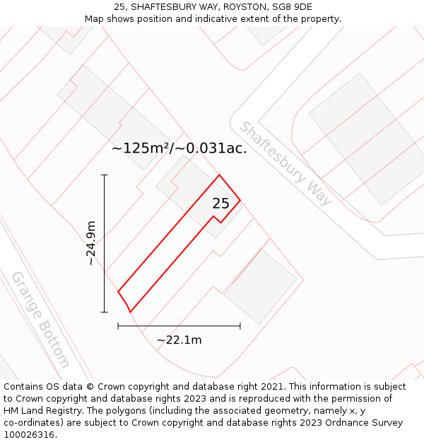 25, SHAFTESBURY WAY, ROYSTON, SG8 9DE: Plot and title map
