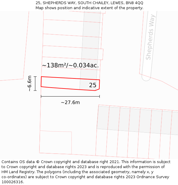 25, SHEPHERDS WAY, SOUTH CHAILEY, LEWES, BN8 4QQ: Plot and title map
