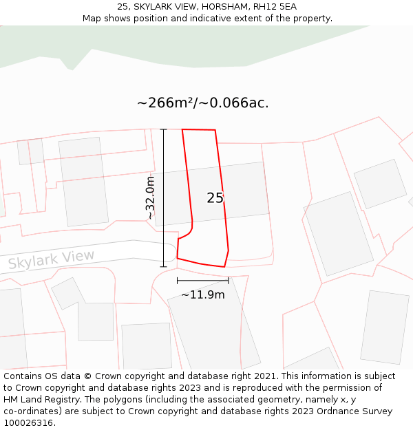 25, SKYLARK VIEW, HORSHAM, RH12 5EA: Plot and title map