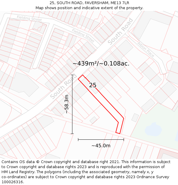 25, SOUTH ROAD, FAVERSHAM, ME13 7LR: Plot and title map