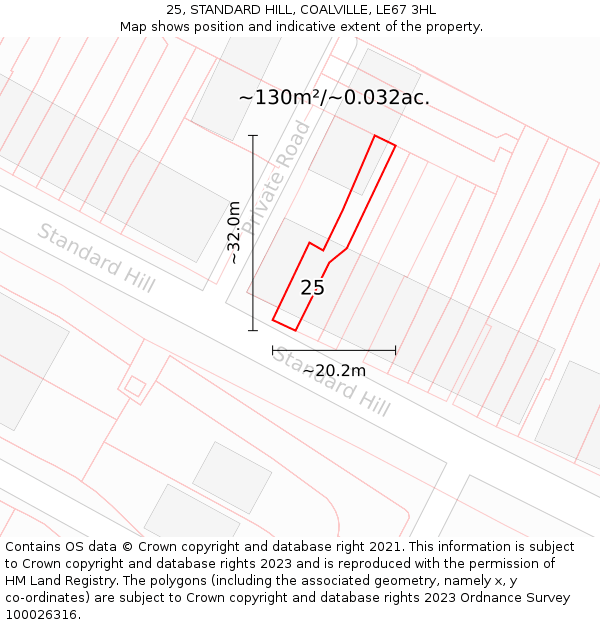 25, STANDARD HILL, COALVILLE, LE67 3HL: Plot and title map