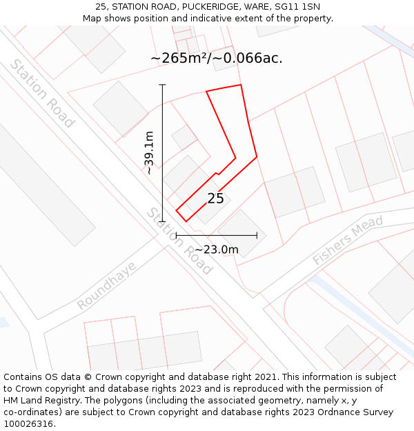 25, STATION ROAD, PUCKERIDGE, WARE, SG11 1SN: Plot and title map