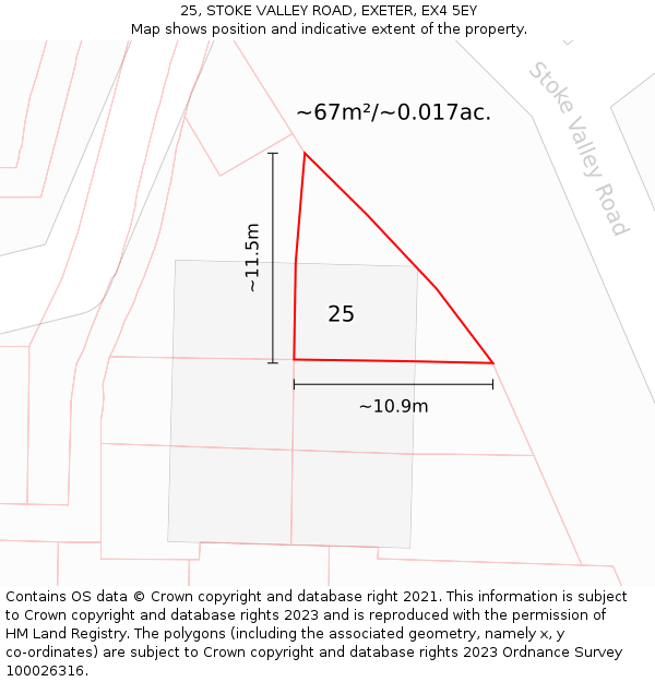 25, STOKE VALLEY ROAD, EXETER, EX4 5EY: Plot and title map