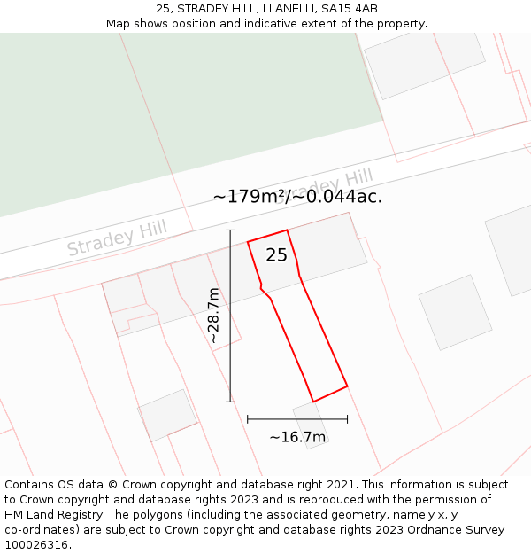 25, STRADEY HILL, LLANELLI, SA15 4AB: Plot and title map