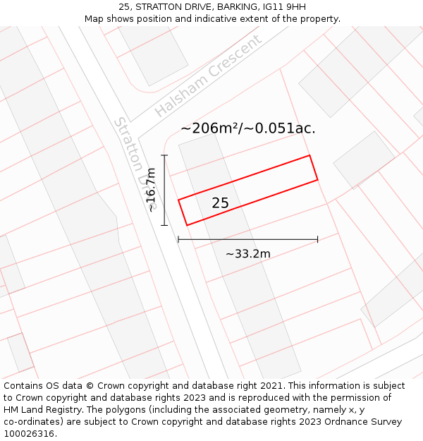25, STRATTON DRIVE, BARKING, IG11 9HH: Plot and title map