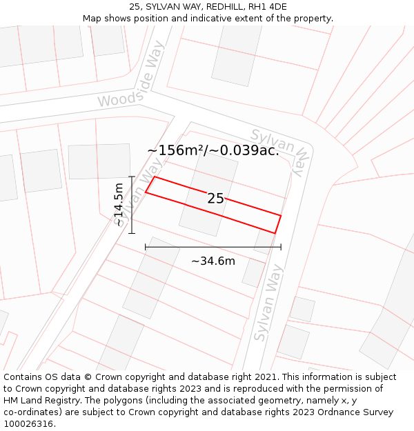25, SYLVAN WAY, REDHILL, RH1 4DE: Plot and title map