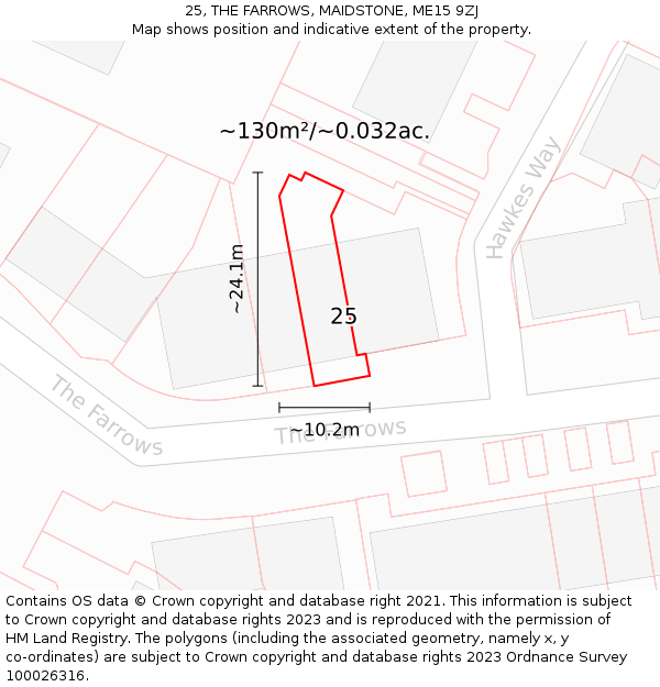 25, THE FARROWS, MAIDSTONE, ME15 9ZJ: Plot and title map