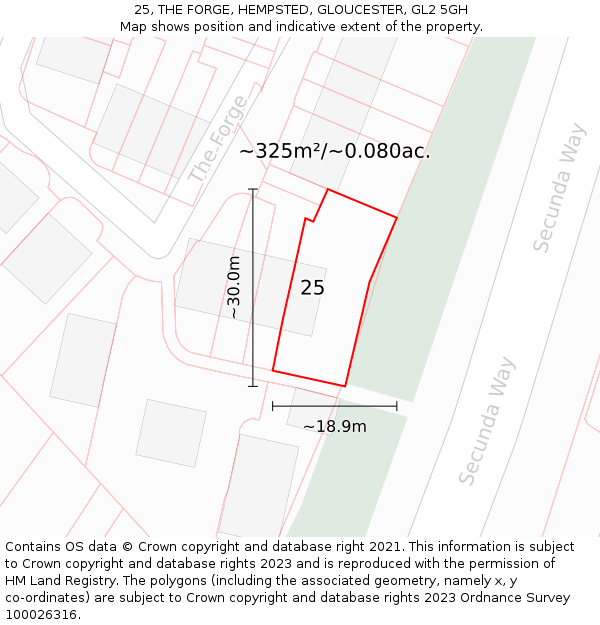 25, THE FORGE, HEMPSTED, GLOUCESTER, GL2 5GH: Plot and title map