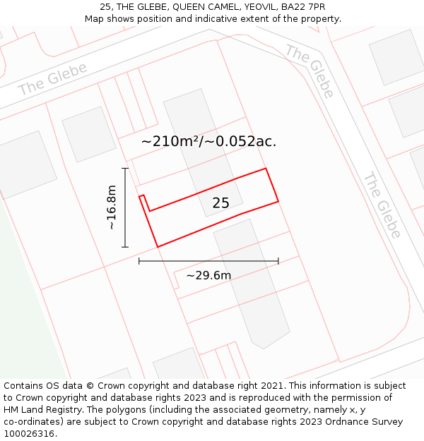 25, THE GLEBE, QUEEN CAMEL, YEOVIL, BA22 7PR: Plot and title map