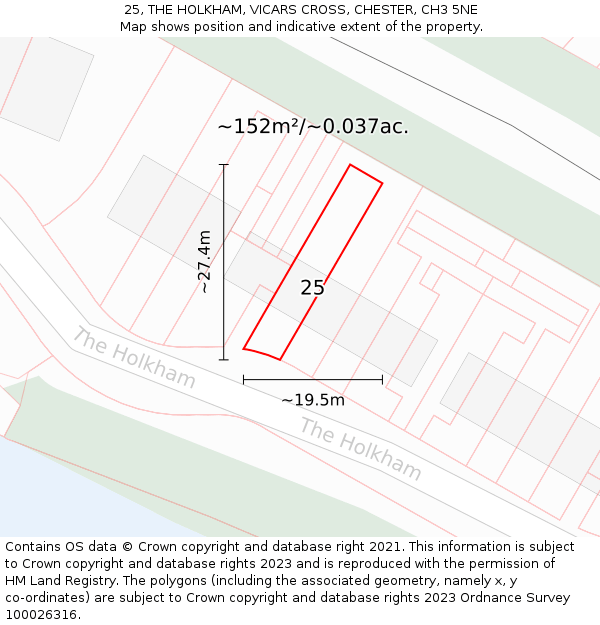 25, THE HOLKHAM, VICARS CROSS, CHESTER, CH3 5NE: Plot and title map