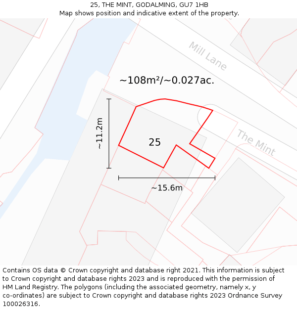 25, THE MINT, GODALMING, GU7 1HB: Plot and title map