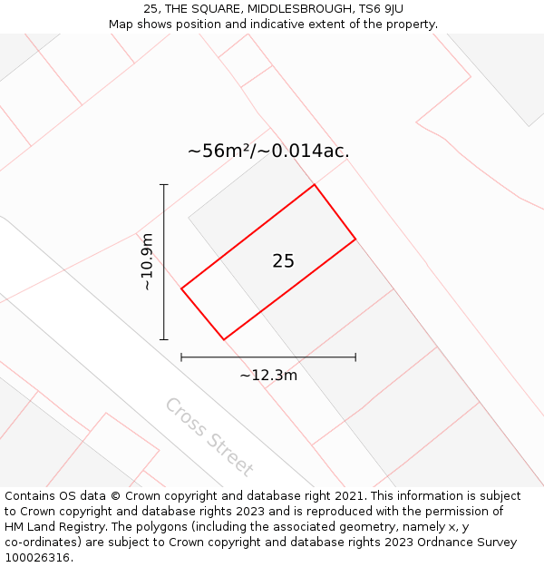 25, THE SQUARE, MIDDLESBROUGH, TS6 9JU: Plot and title map