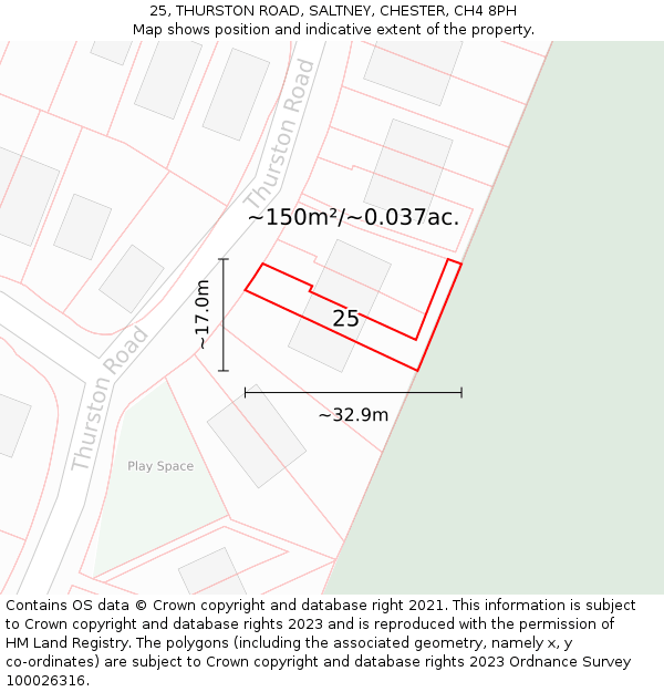 25, THURSTON ROAD, SALTNEY, CHESTER, CH4 8PH: Plot and title map