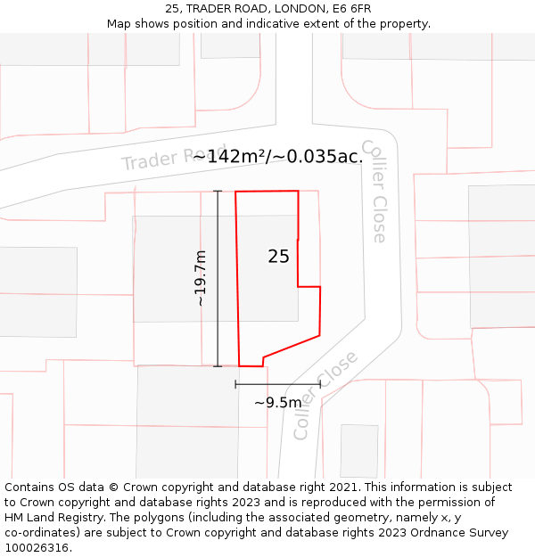 25, TRADER ROAD, LONDON, E6 6FR: Plot and title map