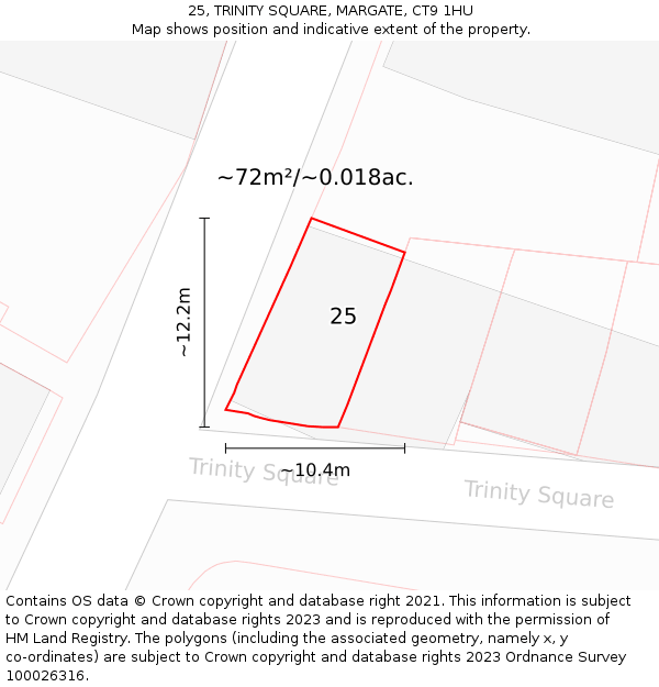 25, TRINITY SQUARE, MARGATE, CT9 1HU: Plot and title map