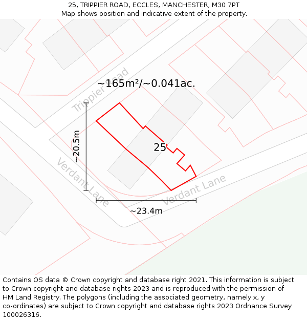25, TRIPPIER ROAD, ECCLES, MANCHESTER, M30 7PT: Plot and title map