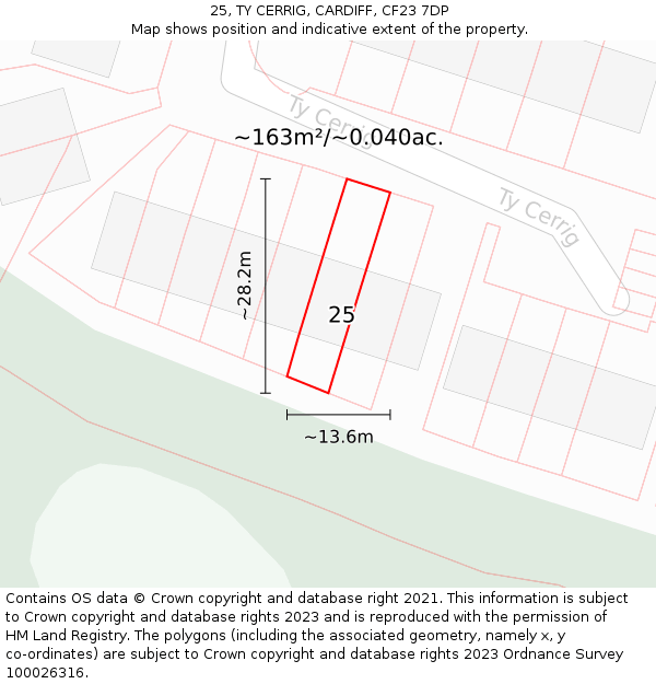 25, TY CERRIG, CARDIFF, CF23 7DP: Plot and title map