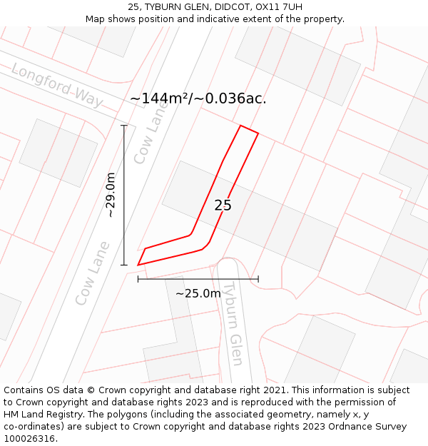 25, TYBURN GLEN, DIDCOT, OX11 7UH: Plot and title map