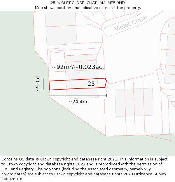 25, VIOLET CLOSE, CHATHAM, ME5 9ND: Plot and title map