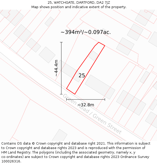 25, WATCHGATE, DARTFORD, DA2 7JZ: Plot and title map
