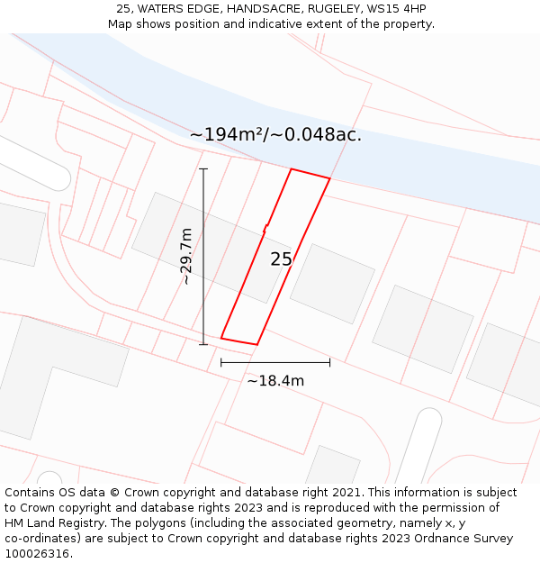 25, WATERS EDGE, HANDSACRE, RUGELEY, WS15 4HP: Plot and title map