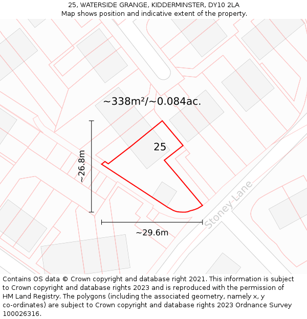 25, WATERSIDE GRANGE, KIDDERMINSTER, DY10 2LA: Plot and title map