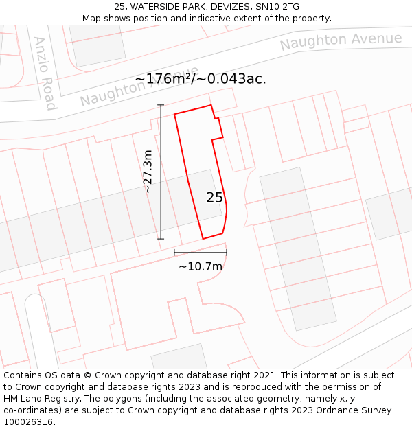 25, WATERSIDE PARK, DEVIZES, SN10 2TG: Plot and title map