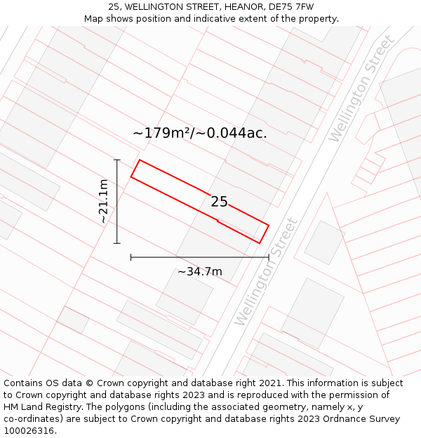 25, WELLINGTON STREET, HEANOR, DE75 7FW: Plot and title map