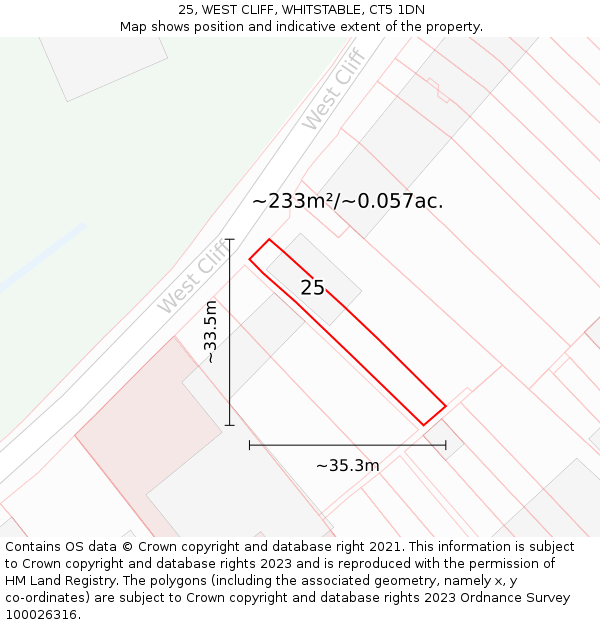 25, WEST CLIFF, WHITSTABLE, CT5 1DN: Plot and title map